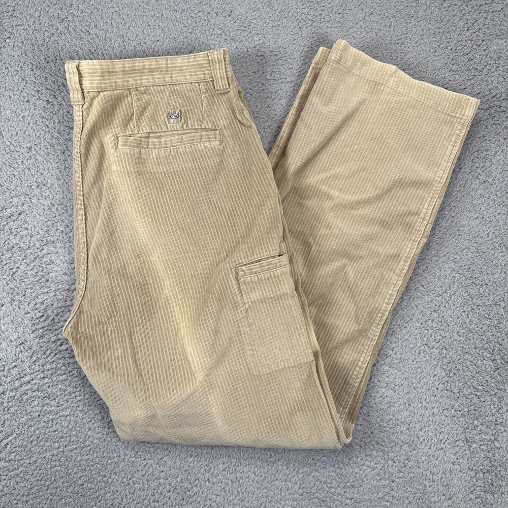 Quiksilver Corduroy Pants Men's 36‎ (fit 38x33) Beige Khaki 90s Skater READ